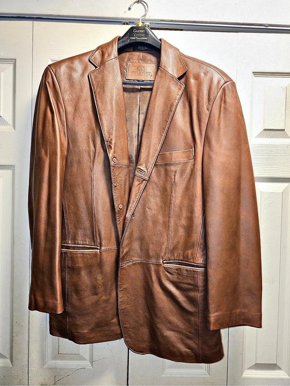 Stafford Executive Men's Leather Blazer Size Medium
